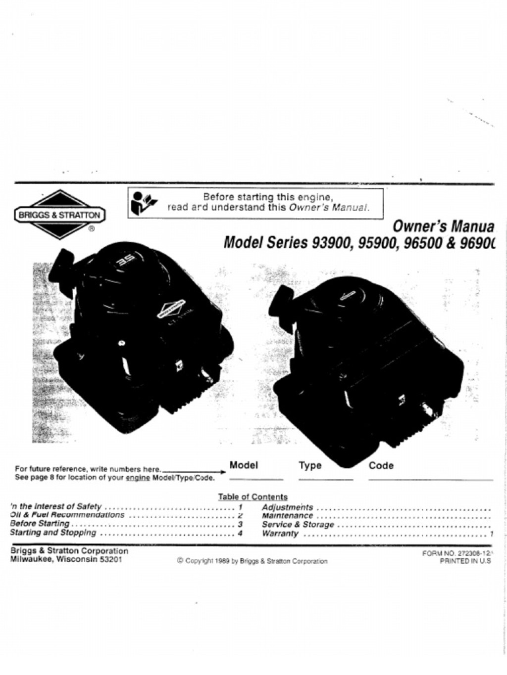 Picture of: Briggs & Stratton Sprint  User Manual  PDF  Business