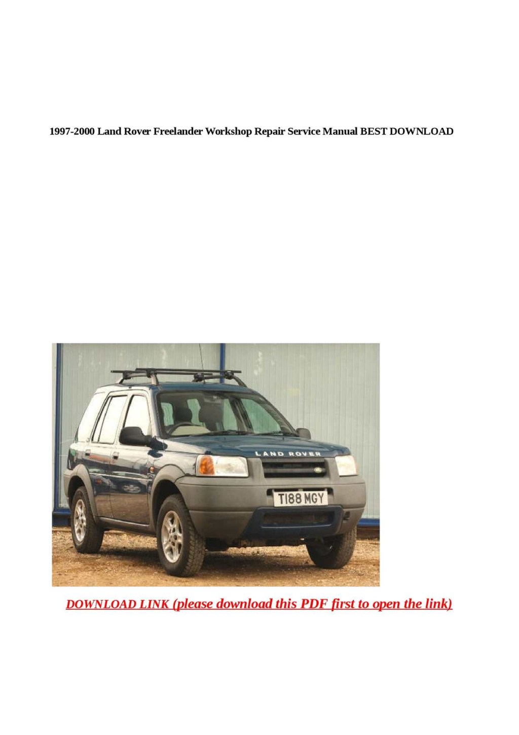 Calaméo - - Land Rover Freelander Workshop Repair Service