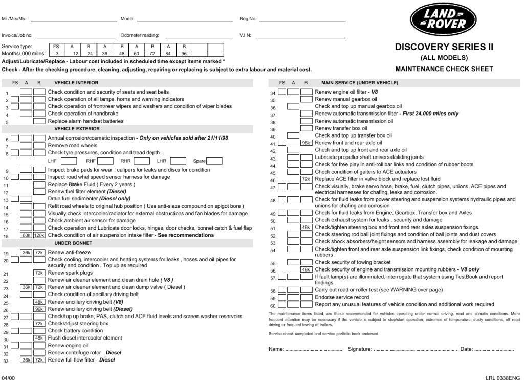 Picture of: Discovery Service Manual/Sheet – International Forum – LRx – The