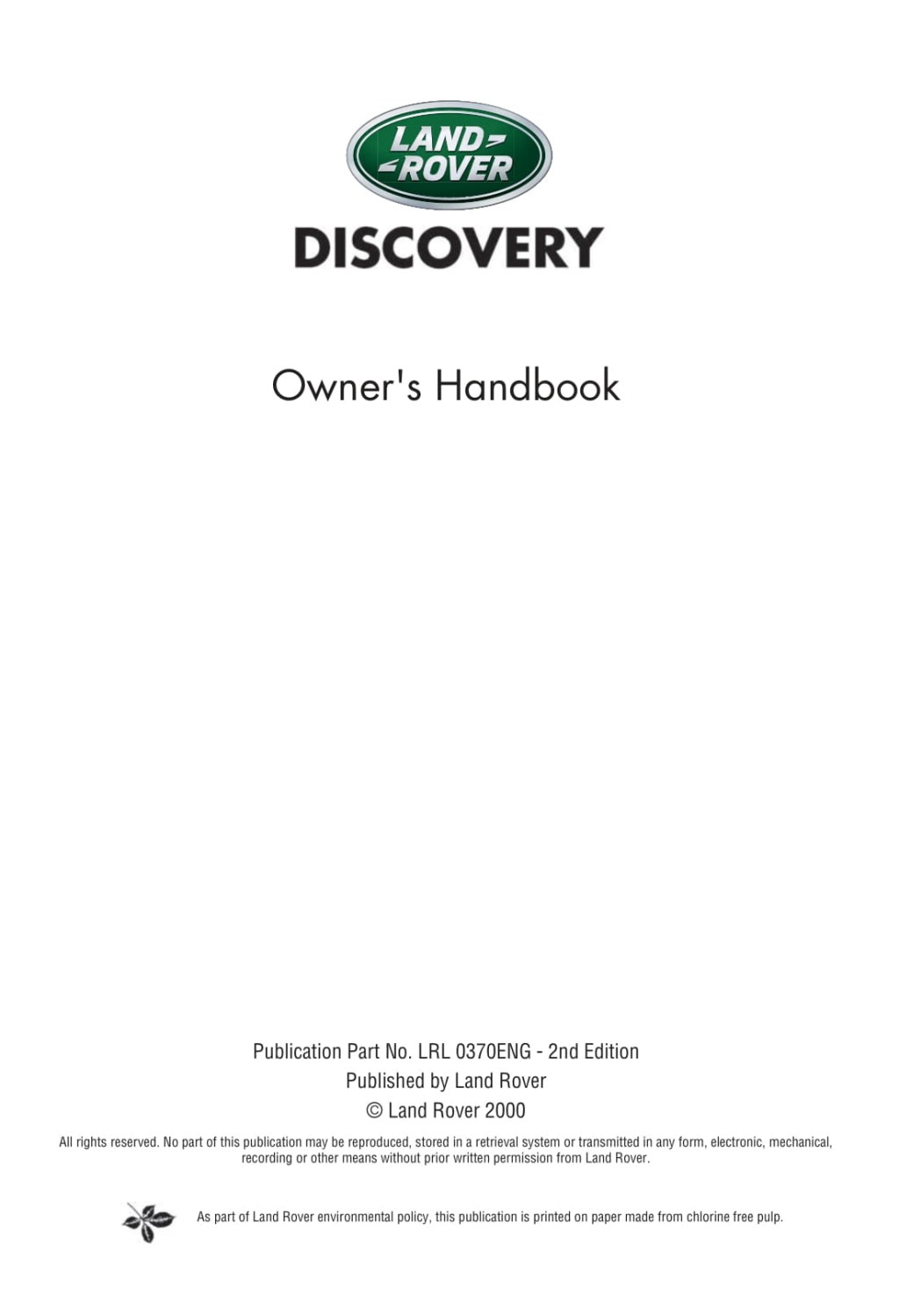 Picture of: – Land Rover Discovery  Owner’s Manual  English – Carmanuals