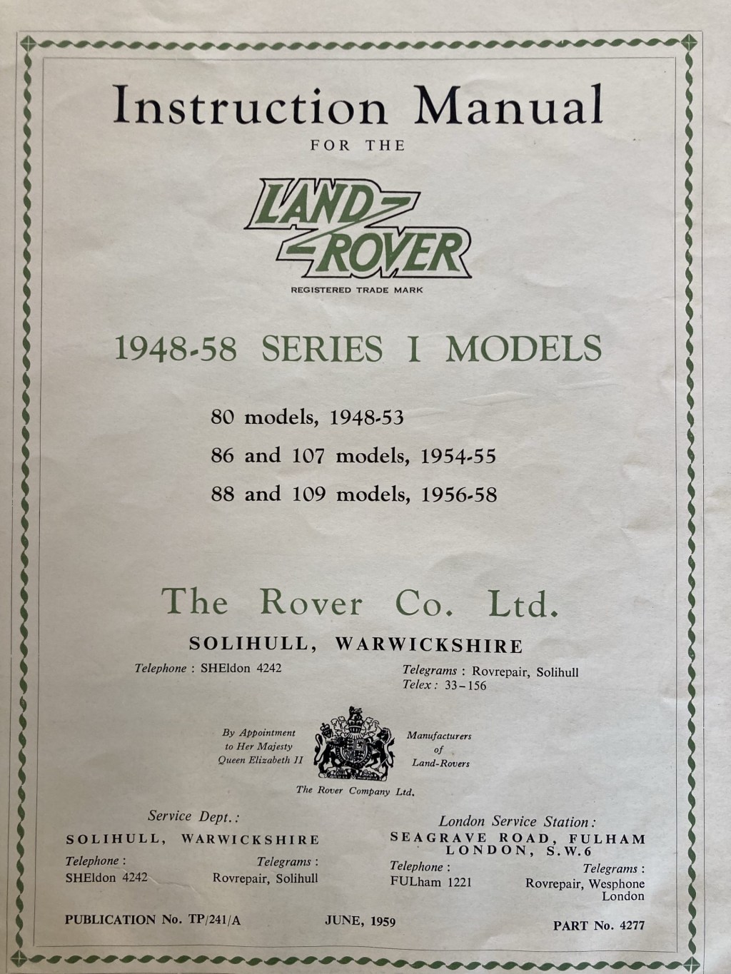 Picture of: – Land Rover Series  , , , 07, 09 Instruction
