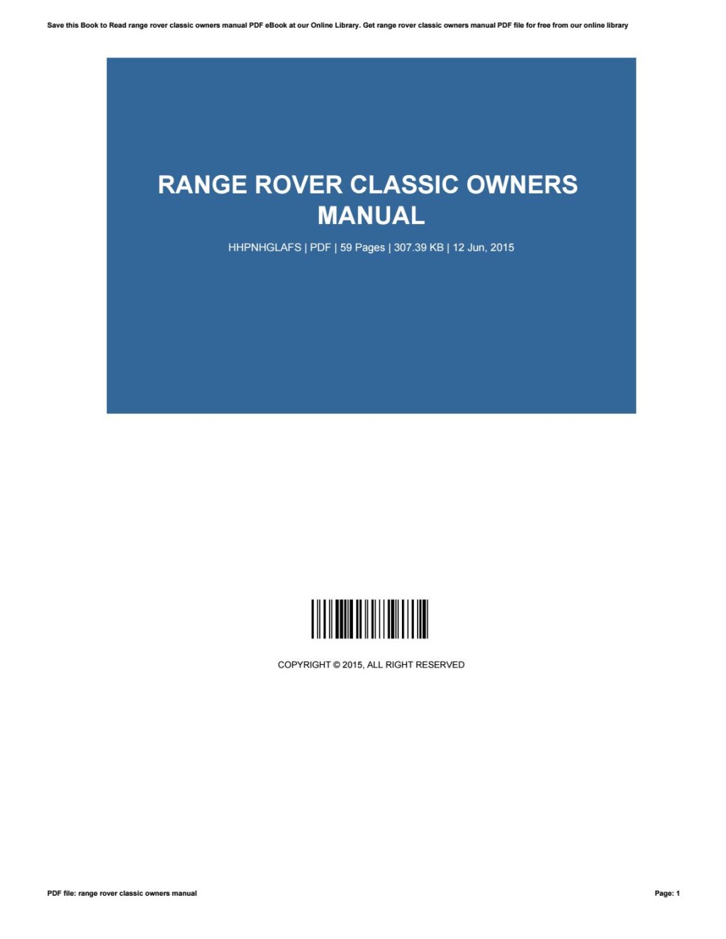Picture of: Range rover classic owners manual by GastonHernandez – Issuu