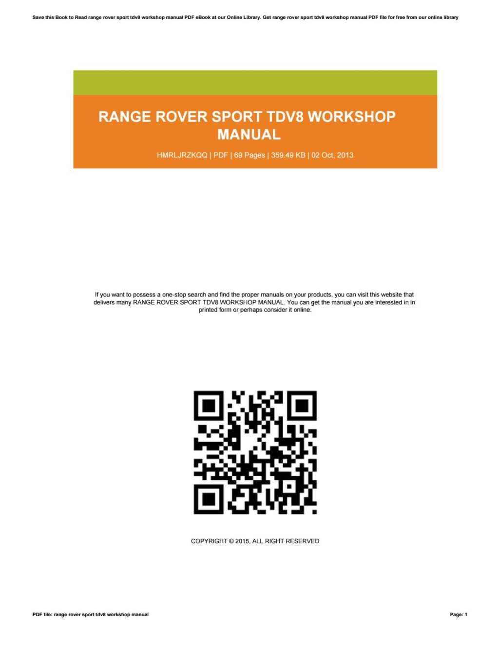 Picture of: Range rover sport tdv workshop manual by e27 – Issuu