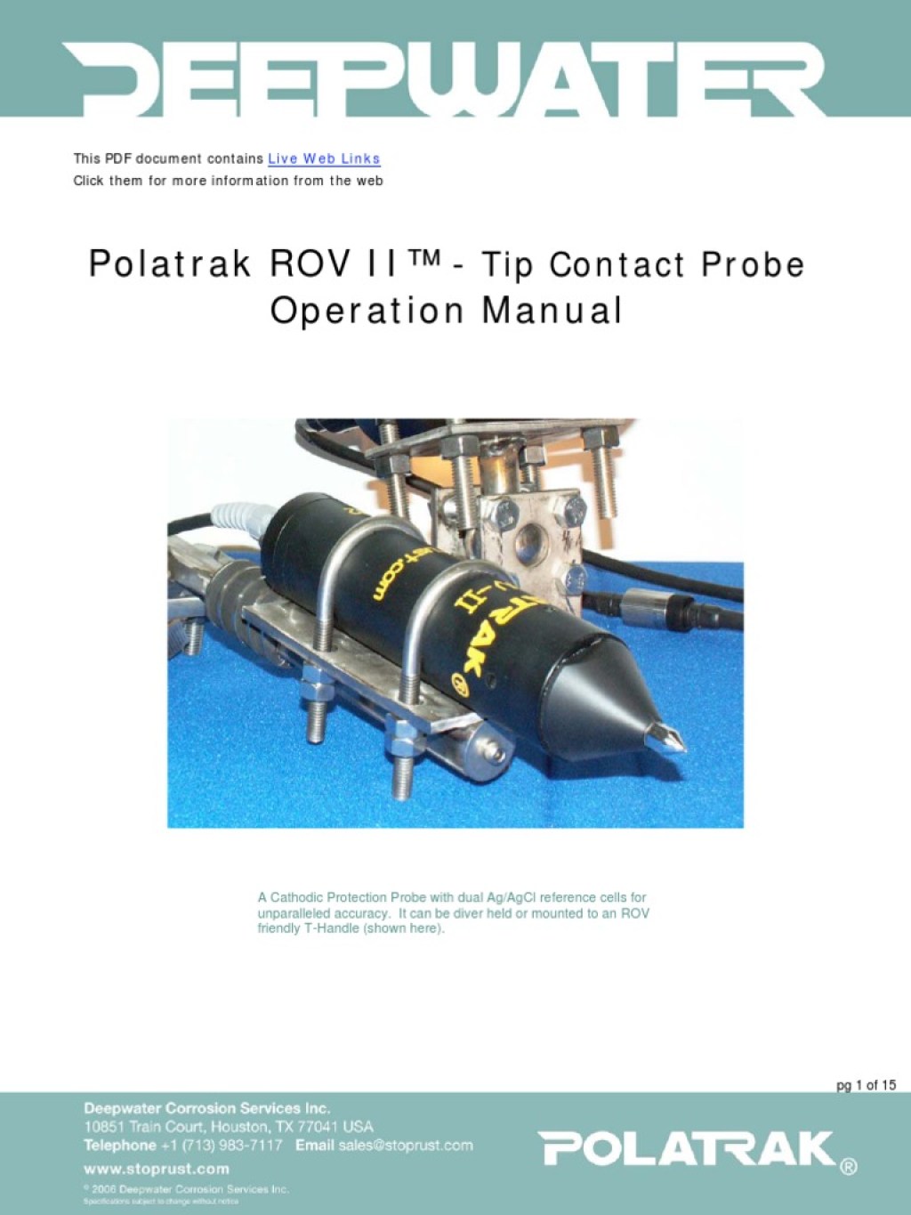 Picture of: Rov II Manual Cathodic Protection  PDF  Electrical Connector  Anode