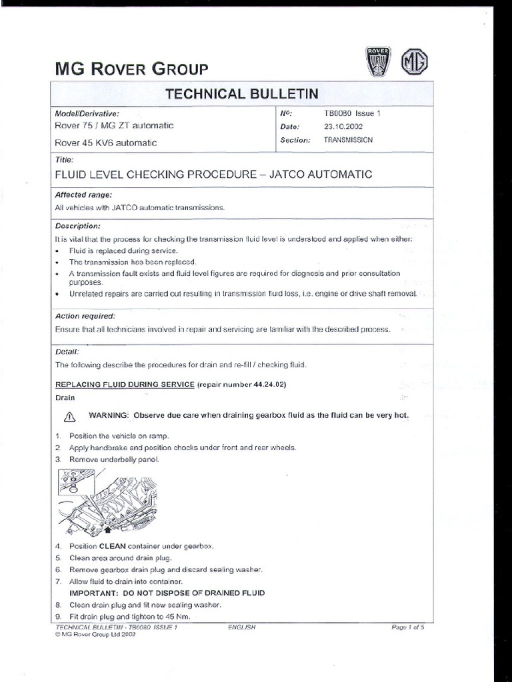 Picture of: Rover Jatco Gearbox PDF  PDF