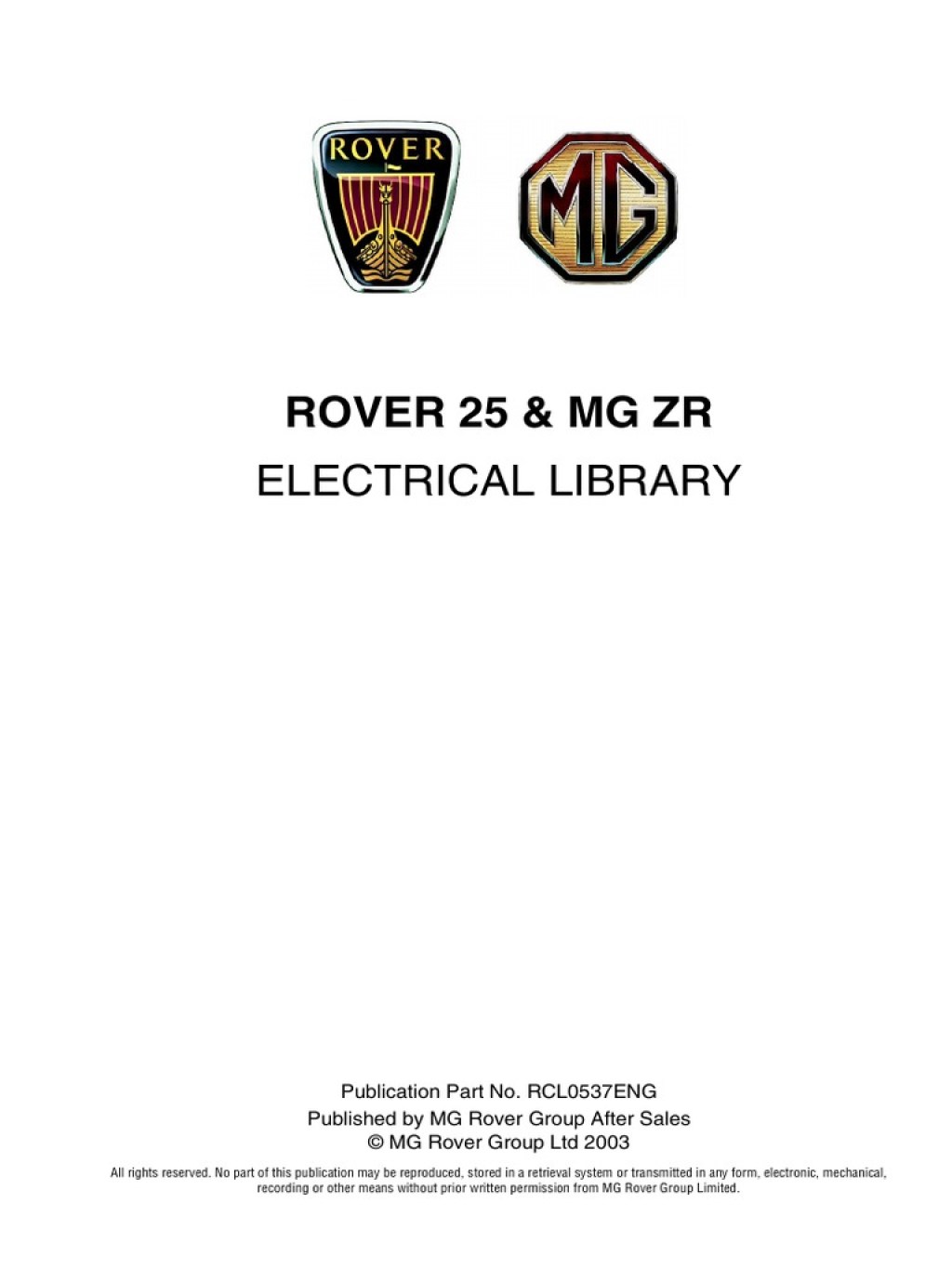 Picture of: Rover  MG ZR Electrical Library  PDF
