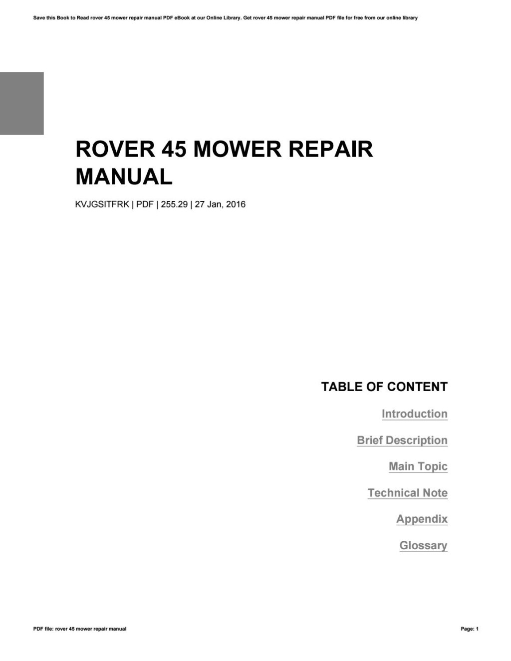 Picture of: Rover  mower repair manual by RoyParsley – Issuu