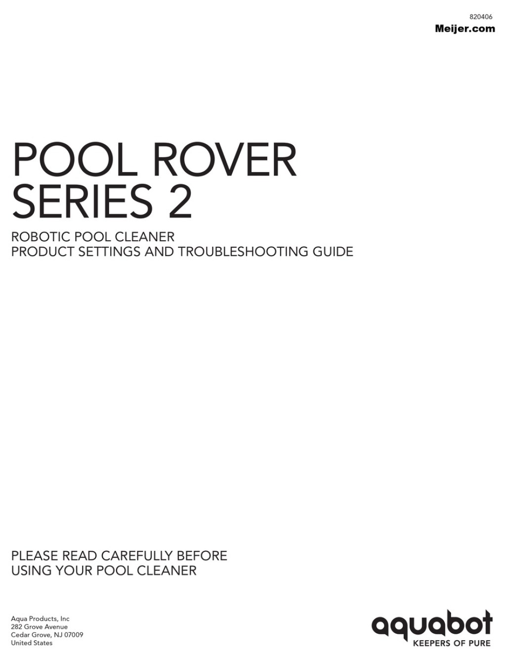 Picture of: AQUABOT POOL ROVER SERIES  PRODUCT SETTINGS AND TROUBLESHOOTING