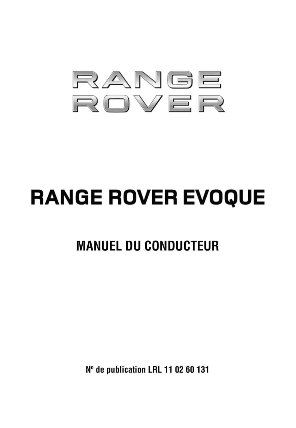 Picture of: – Land Rover Range Rover Evoque Owner’s Manual  French
