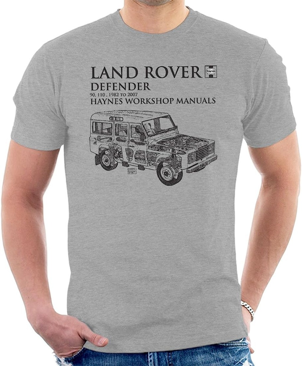 Picture of: POD Haynes Owners Workshop Manual  Land Rover Defender Black Men’s  T-Shirt : Amazon